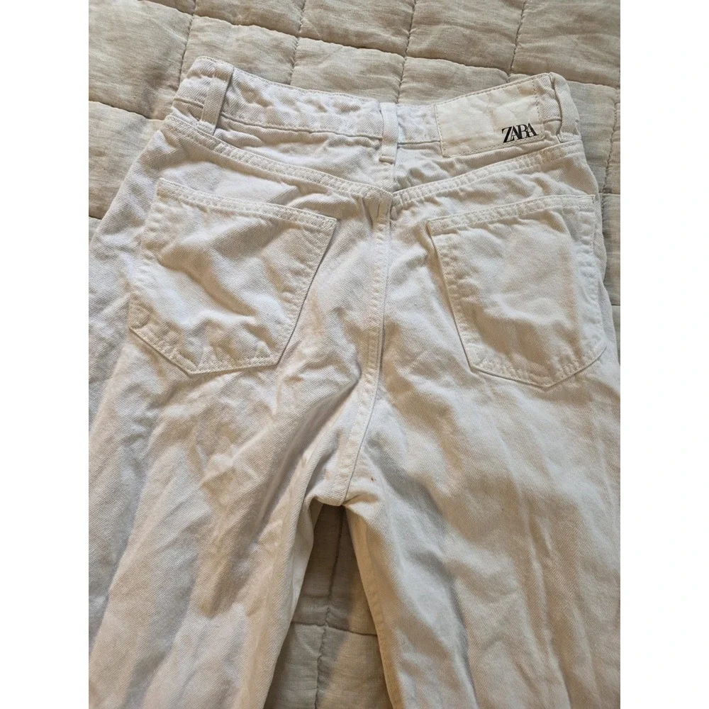 Zara jeans women's size 4 white ripped‎ holes distressed